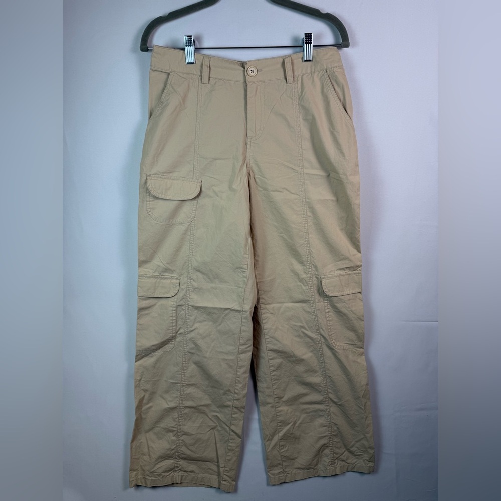 🛍️Y2K NEW Wild Fable Womens Tan/Khaki Cargo Pants XS Pocket Lightweight Wide-leg